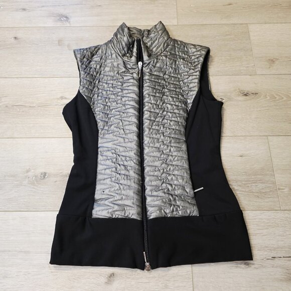 ANATOMIE Gray Black Puffer Vest Women Sz XS Quilted Full Zip Sleeveless READ - Picture 1 of 9
